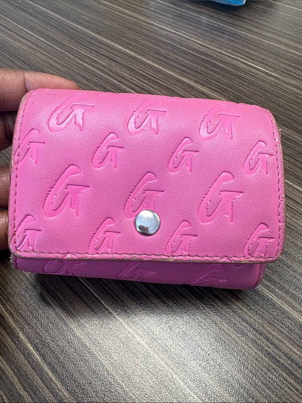 Compact Pink Embossed Card & Key Holder